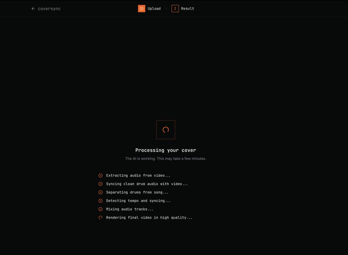 Processing step of the coversync editor
